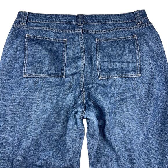 LL Bean Women’s Wide Leg Chambray Weight Denim Cropped Pants Jeans Size 16 - Picture 7 of 8